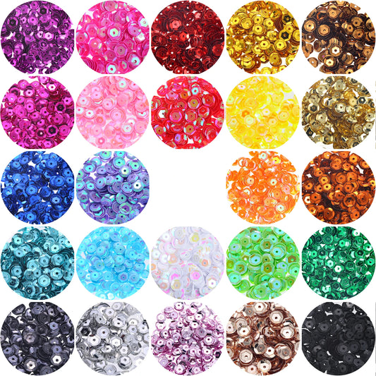 5g/Lot 4mm 6mm 7mm Sequins Loose Round Cup Sequins Paillettes Glitter for Sewing Nail Arts Crafts