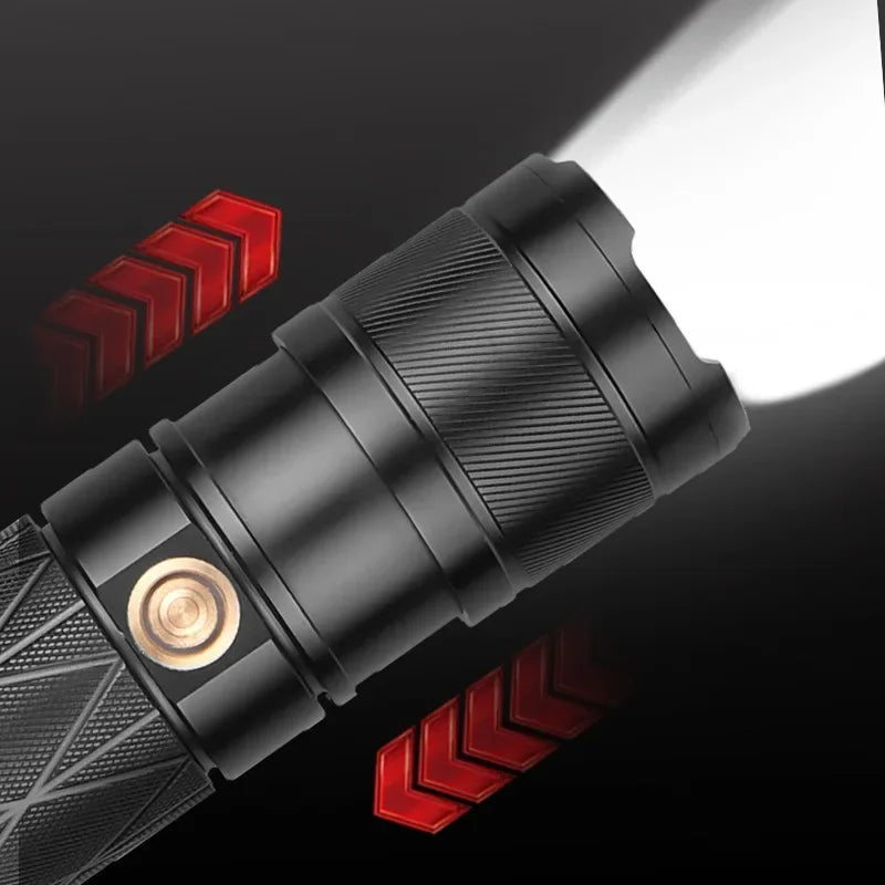 Adjustable Flashlight Zoom White Laser Flashlights with Output Far Shot Super Bright Flashlight Outdoor Camping Emergenc