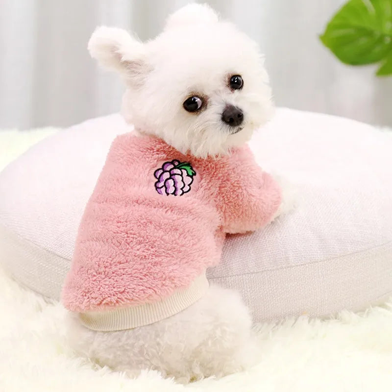 Cute Fruit Print Dog Hoodies Warm Pet Dog Clothes Luxury Puppy Coat Jacket Winter Cat Pullover Chihuahua French Bulldog Clothes