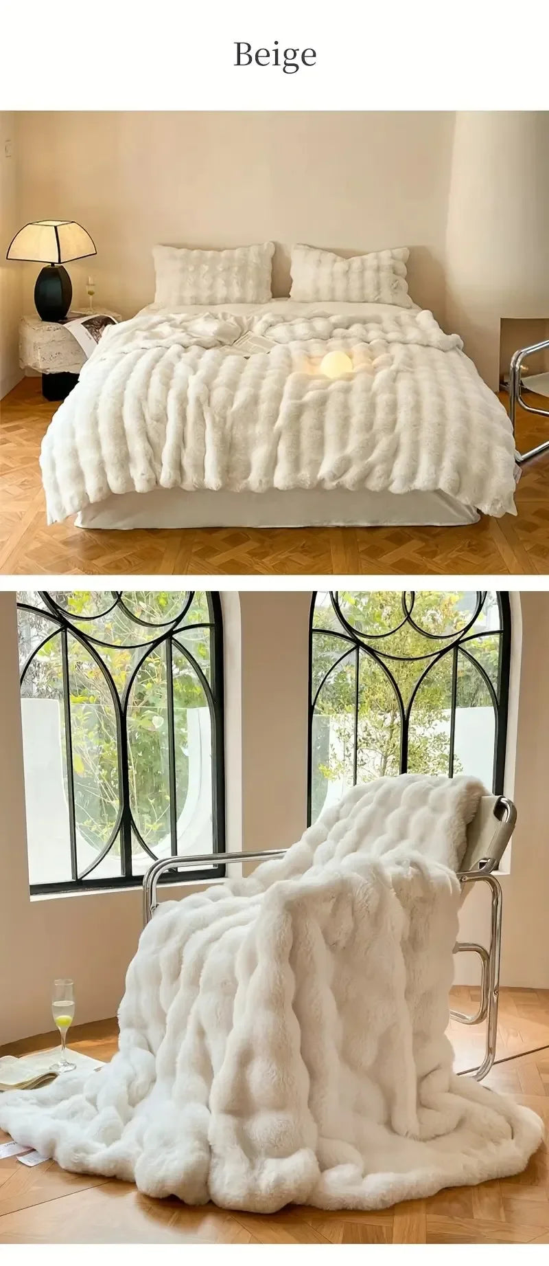 Faux Fur Plush Throw Blanket Warm Winter Double-sided Blankets for Bed Luxury Plaid Shaped Couch Cover for Sofa Pillow Case Gift