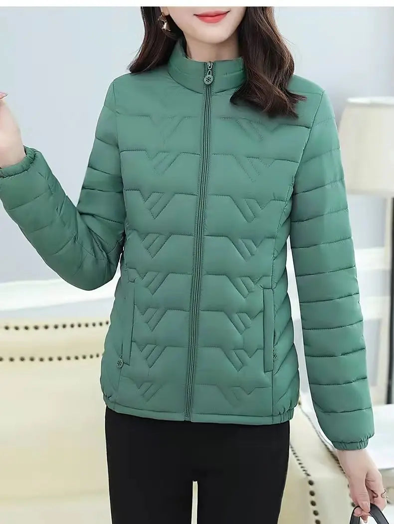 Simple Fashion Women Down Cotton Jacket Autumn Winter Stand Collar Long Sleeve Warm Coat Female Parka New Chaquetas Para Mujeres