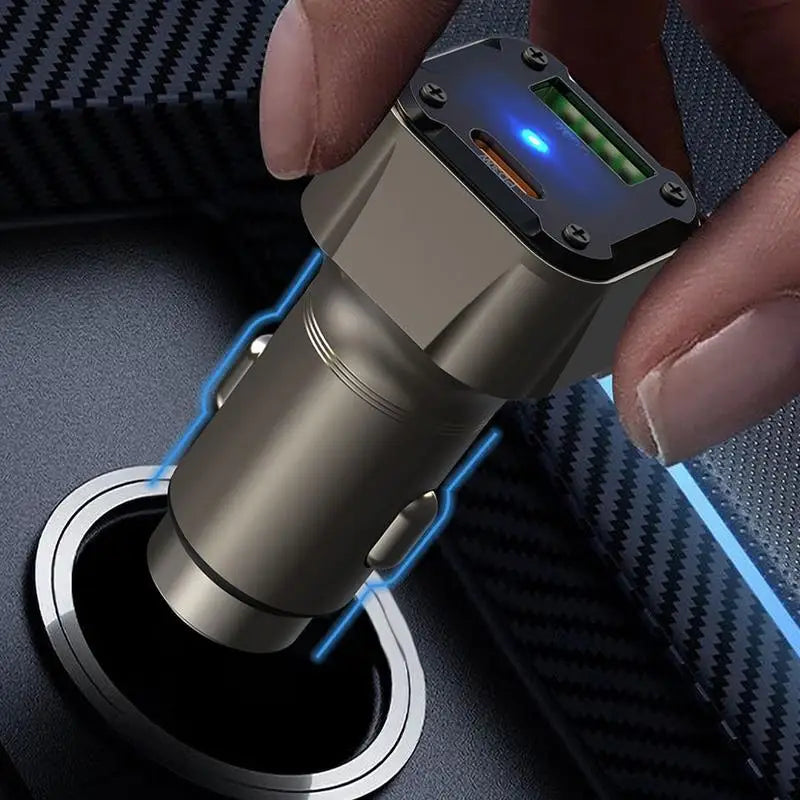 Car USB Charger Multi Port Fast Car Charger 30W Car Adapter With Safety Hammer Design Type C Car Charger Fast Charging USB Car