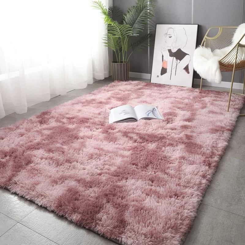 Soft Area Rugs For Bedroom Fluffy, Non-slip Tie-Dyed Fuzzy Shag Plush Soft Shaggy Bedside Rug, Tie-Dyed Living Room Carpet