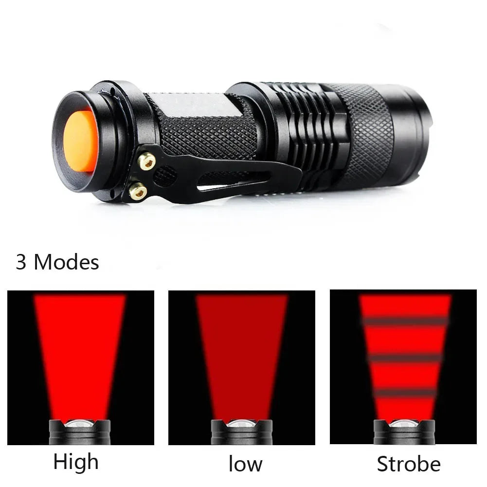 300Lumens 7W Waterproof Lanterna Zoomable Led Flashlight Red Light Torch 3Mode Penlight Portable Led Lights for AA/14500 battery