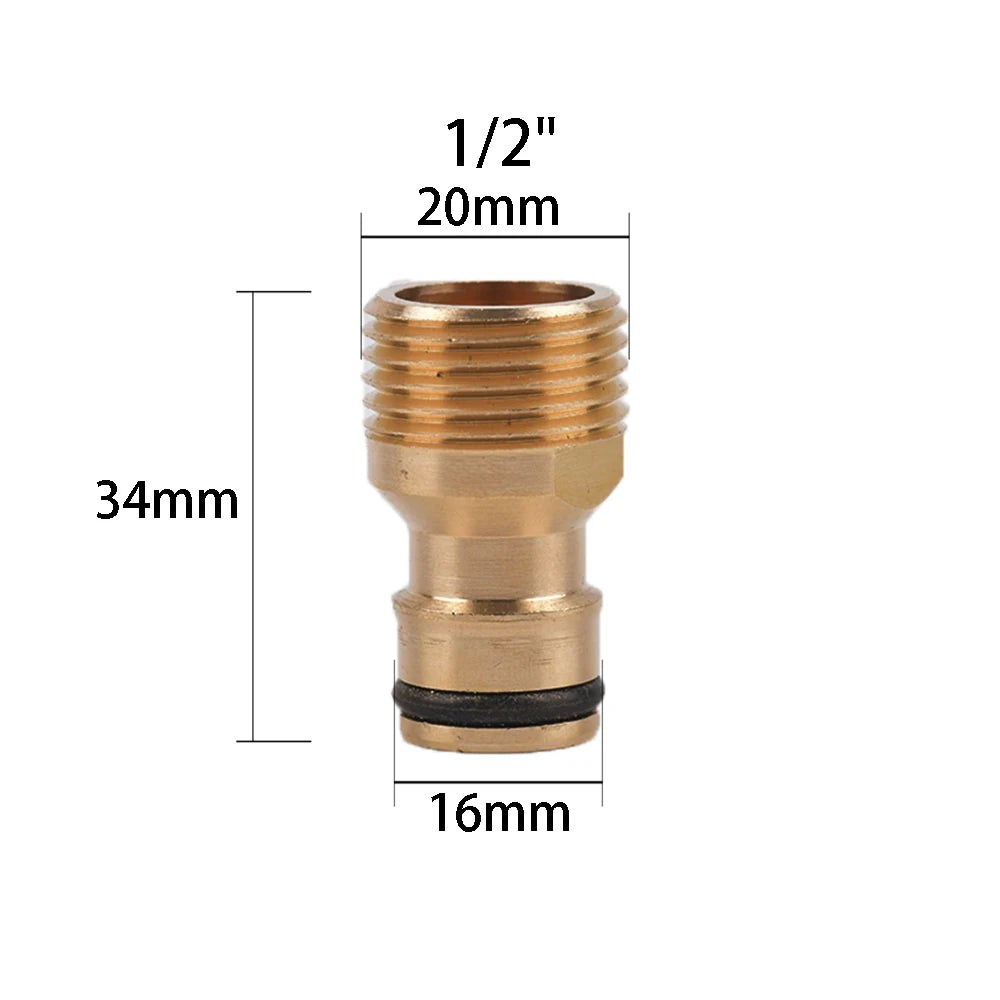 1/2'' 3/4'' 1'' Brass Tap Quick Connecter 16mm 20mm Copper Hose Coupling Adapter Garden Tubing Repair Watering Gun Fittings Tool