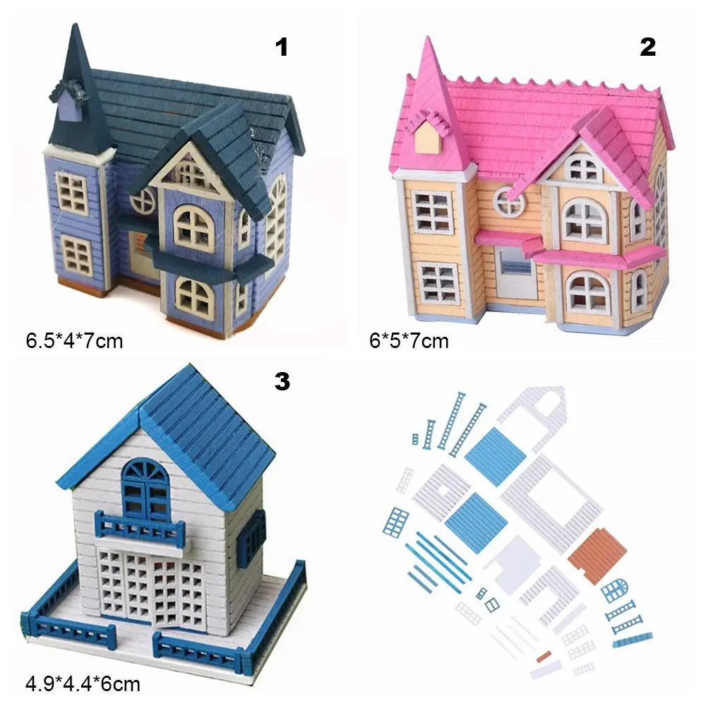 Miniature Doll Houses Wood Villa Puzzle DIY Dollhouse Kit For 1/12 Scene Model Playing House Handmade Toys Dollhouse Accessories