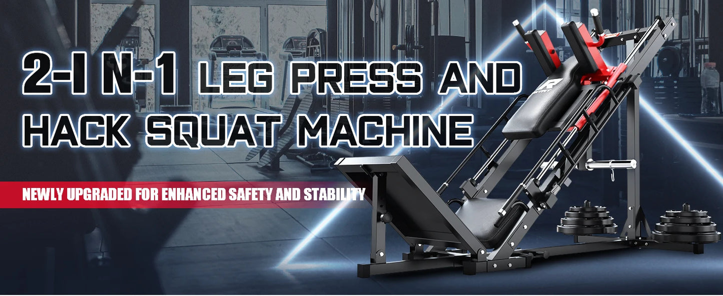 Leg Press Hack Squat Machine, Professional Adjustable Leg Press Machine for Home Gym with Linear Bearing, Specialty Hack Squat M