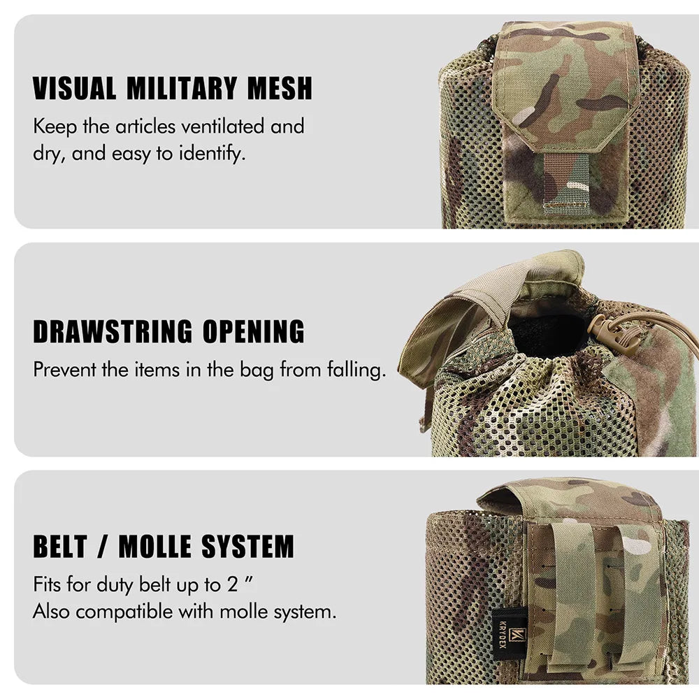 KRYDEX 500D Tactical Molle Mesh Pouch Drop Dump Pouch Foldable Magazine Mag Tool Bag Multifunction Utility Pack Hunting Gear