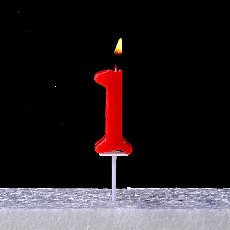 1Pc Number Candles Red Number 0-9 Question Mark Birthday Anniversary Smokeless Candles Cake Topper Decoration Party Supplies