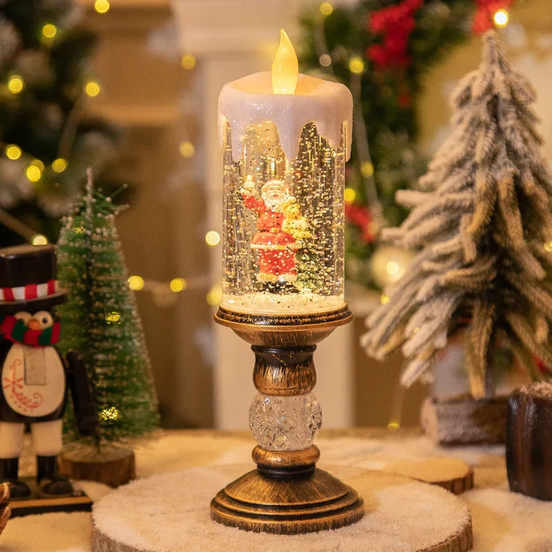 Christmas LED Candle Lights Fantasy Flameless Swirling Glitter Candle Lamp Crystal Electronic Candles For Christmas Party Decor