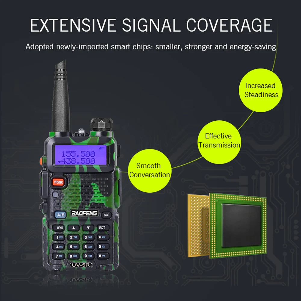 BaoFeng UV 5R Walkie-Talkie Dualband Long Range Two Way Radio For Hunting Portable FM cb Radio Stations Transceiver Wireless Set