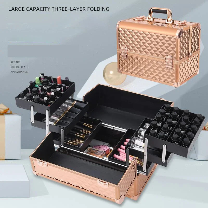 New Beauty Makeup Box Artist Professional Cosmetic Cases Make Up Tattoo Nail Multilayer Toolbox Storage Organizer Suitcase Bag