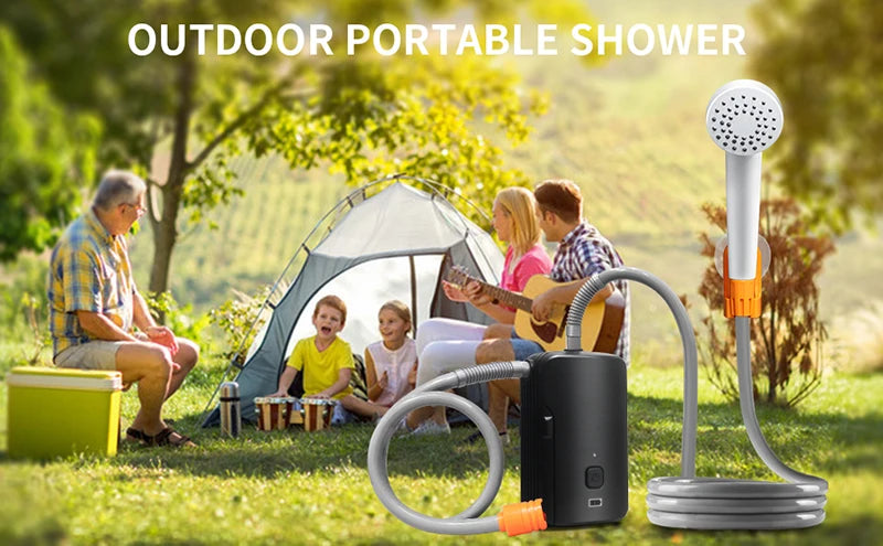 Portable Camping Shower Outdoor USB Rechargeable Electric Shower Pump for Camping Car Washing Gardening Pet Cleaning Beach