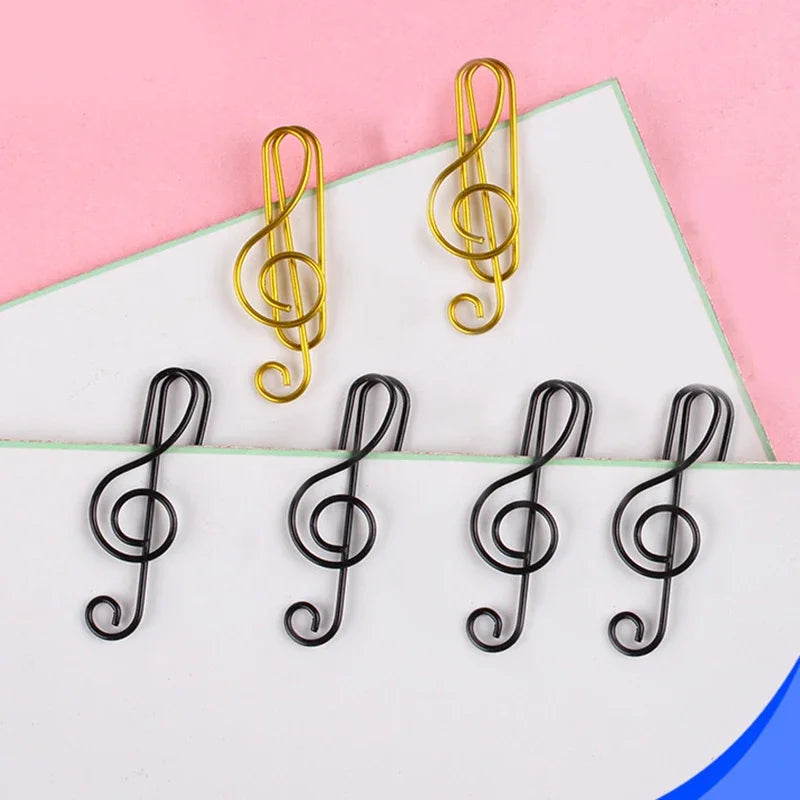 20Pcs Creative Music Paper Clips Musical Notes Paper Clip Holder Clamps Bookmark Office School Stationary Students Gift