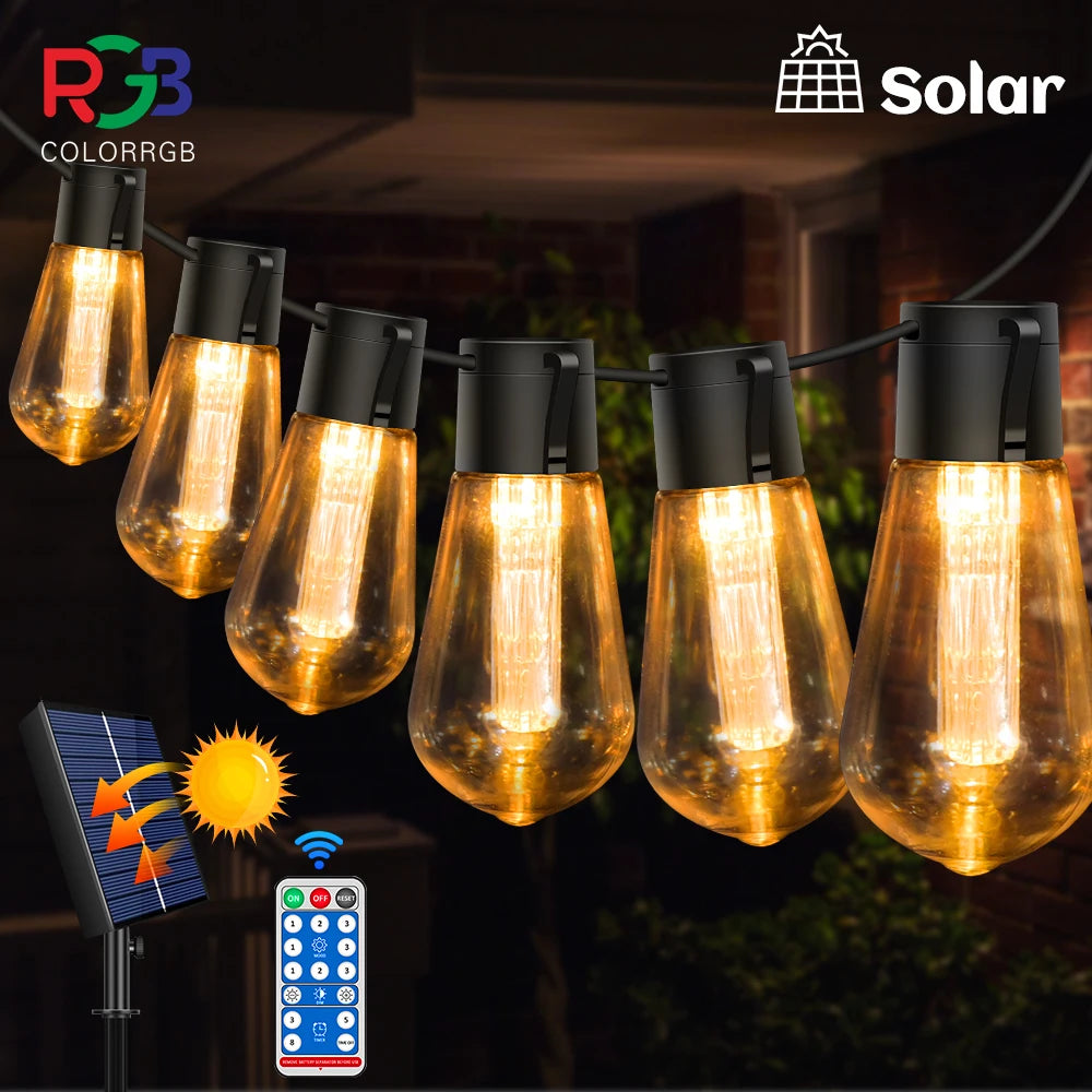 High brighter Solar String Lights , 20FT(8M) 20bulbs Shatterproof ,Waterproof S14 LED Solar LED fairy lights outdoor garden