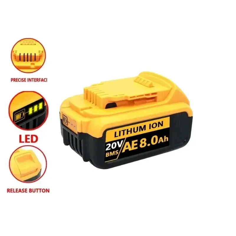 20V 18V DCB200 12.0Ah Replacement Li-ion Battery for DeWalt DCB205 DCB201 DCB203 Power Tool Battery 20 Volt MAX With Charger