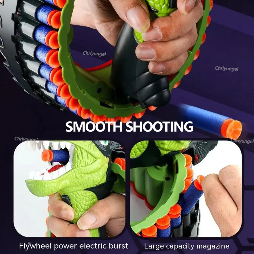 Soft Bullet Gun Toy Kids Spinning Dinosaur Wrist Gun Boys Toys Electric Burst Pistol Parent-child Blaster Shooting Game