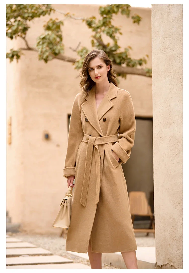 Women's Coat Double-sided 10% Cashmere 90% Wool Women's Long Coat Jacket, 2024 Winter New Long Cashmere Coat Women