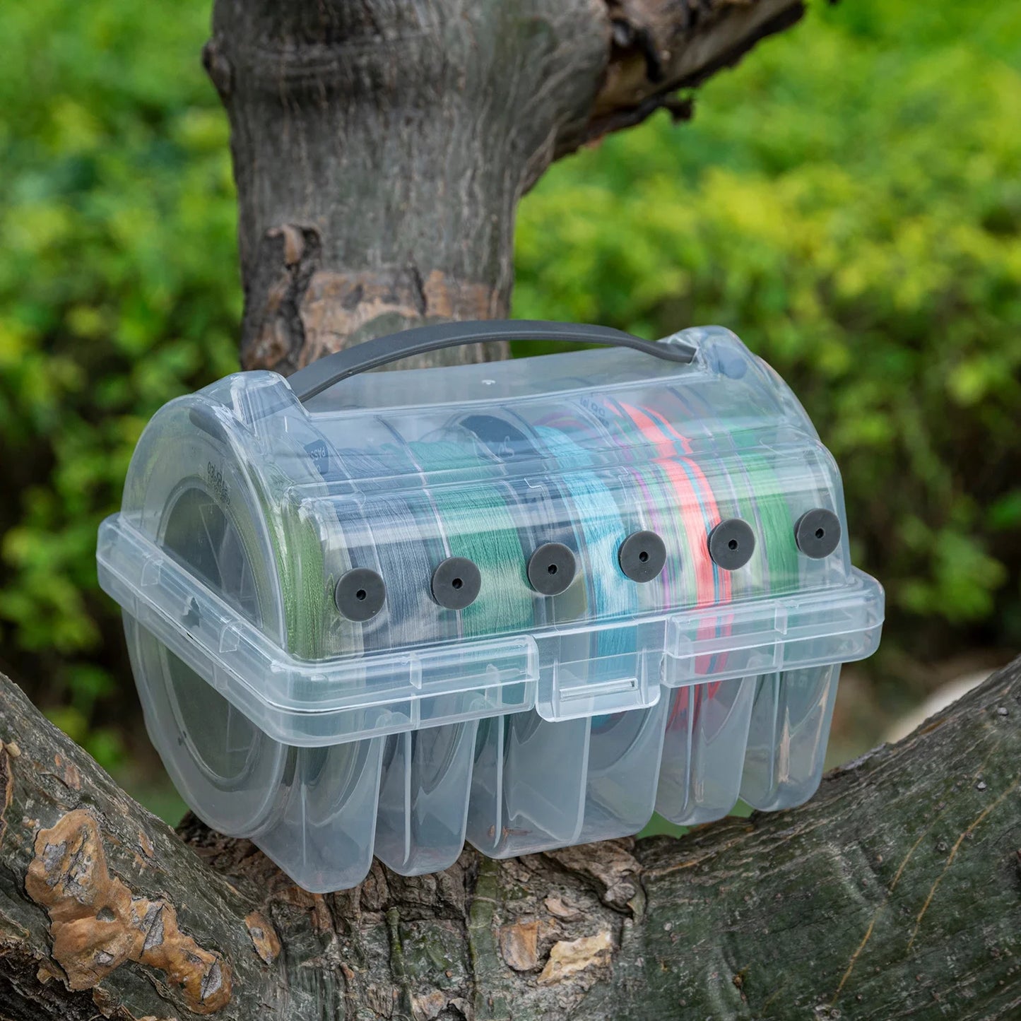 Goture Fishing Line Storage Box Slots Fishing Line Case Clear Visibility Fishing Line Organizer 6 Compartments Tackle Box 1pcs