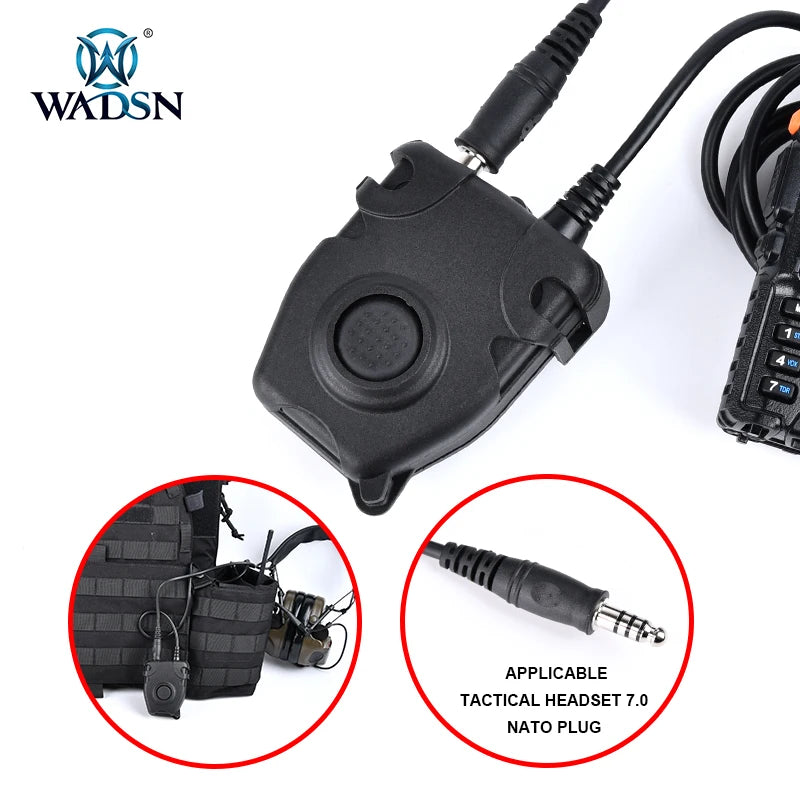 WADSN PTT Button Tactical Headset Interphone walkie talkie linker airsoft accesorios headphones ipsc TCI