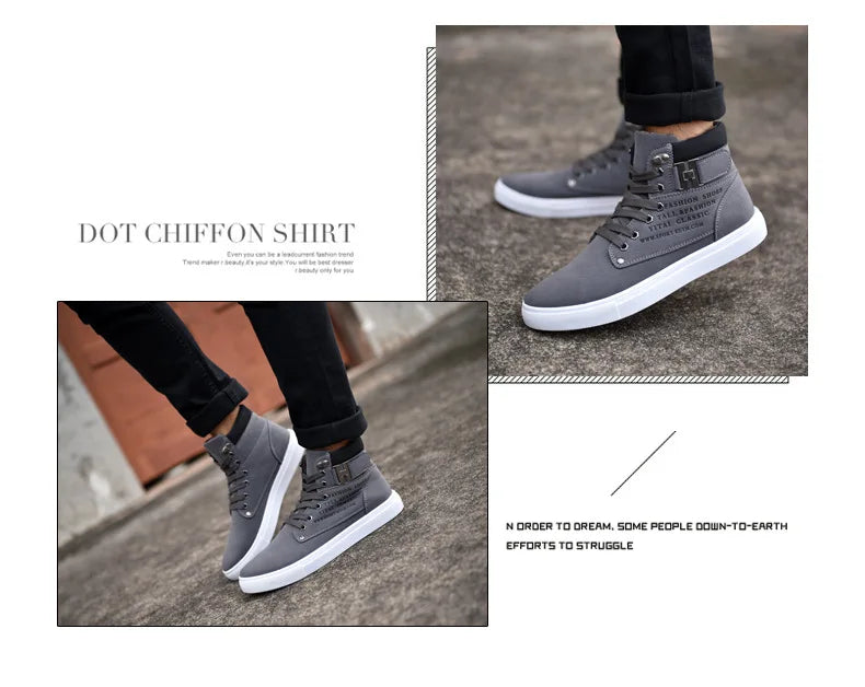 2024 Fashion Men Casual Shoes High Top Canvas Shoes Sneakers Man Lace-Up Breathable Trainers Men Baskets Basic Flats Shoes