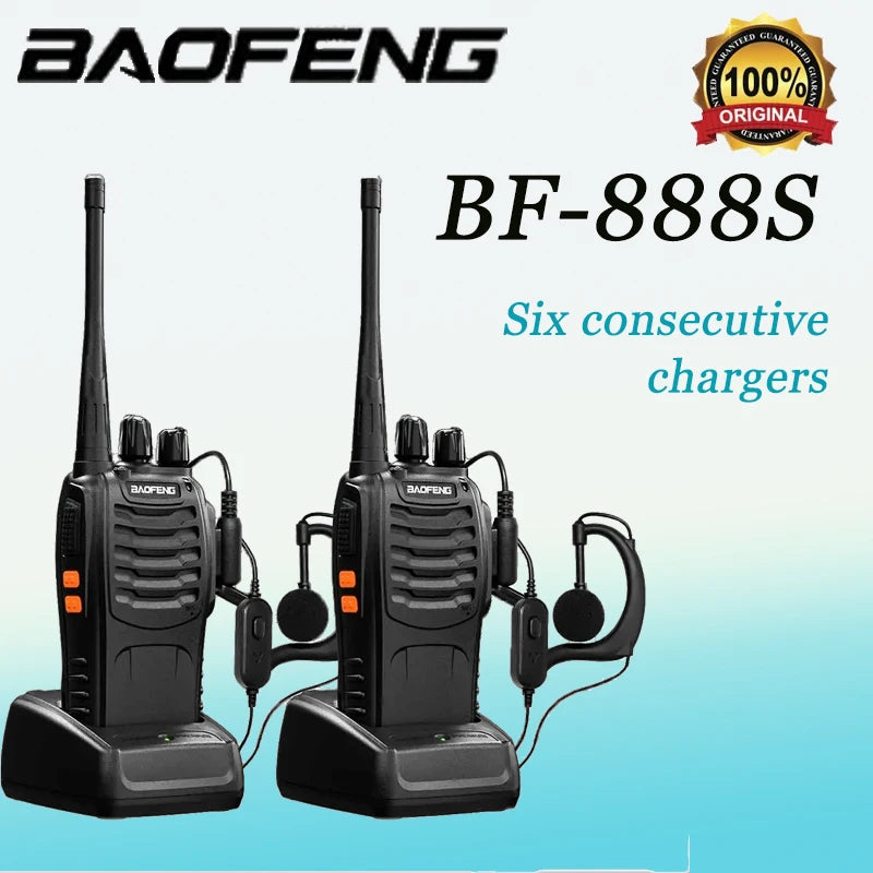 Baofeng BF 888S 1/ 2PCS Walkie Talkie UHF 400 470MHz Portable Long Range Two Way Ham Radios Receiver Transmitter Transceiver