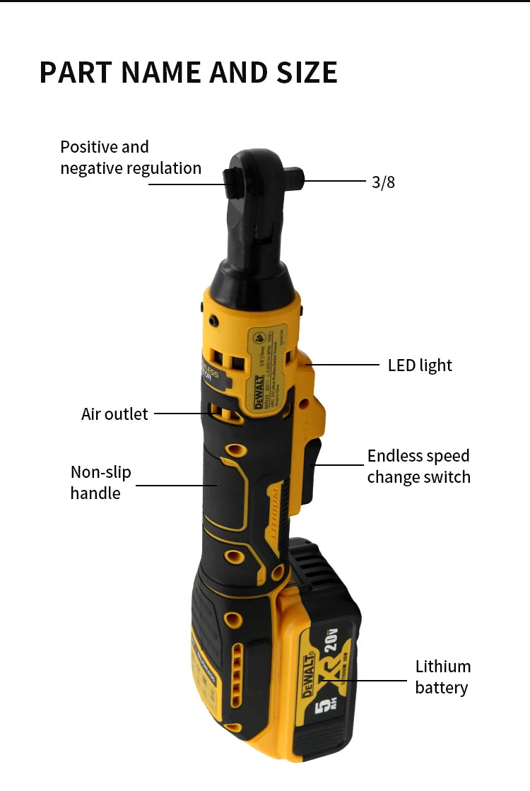 DEWALT DCF512 Brushless Cordless 1/2  3/8  Ratchet Wrench Compact Engineered Variable Speed Control   20V Battery Power Tool