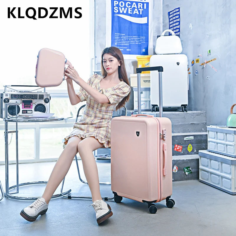 KLQDZMS 20"24"26"28"30 Inch Men's and Women's Suitcase Set with Wheels Rolling Boarding Luggage Girls Carry-on Hand Makeup Bag