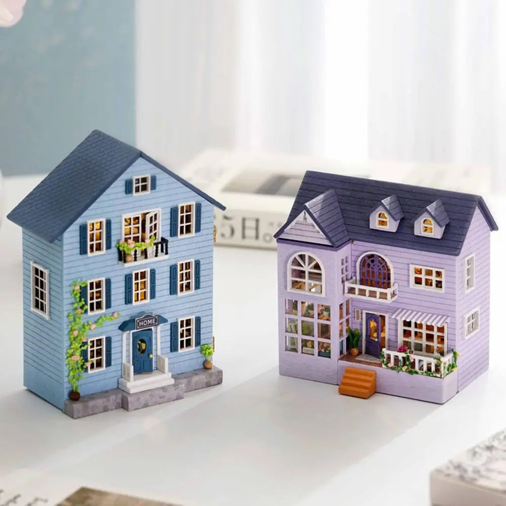 DIY Wooden Miniature Building Kit 3D Doll Houses With Furniture Light Molan Mini Casa Handmade Toys For Girls Gifts E2N8