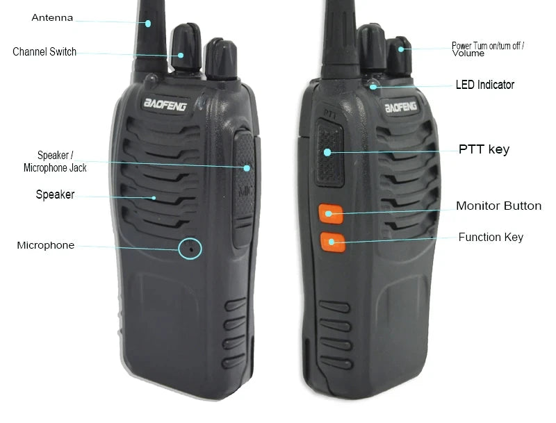 Baofeng BF 888S 1/ 2PCS Walkie Talkie UHF 400 470MHz Portable Long Range Two Way Ham Radios Receiver Transmitter Transceiver