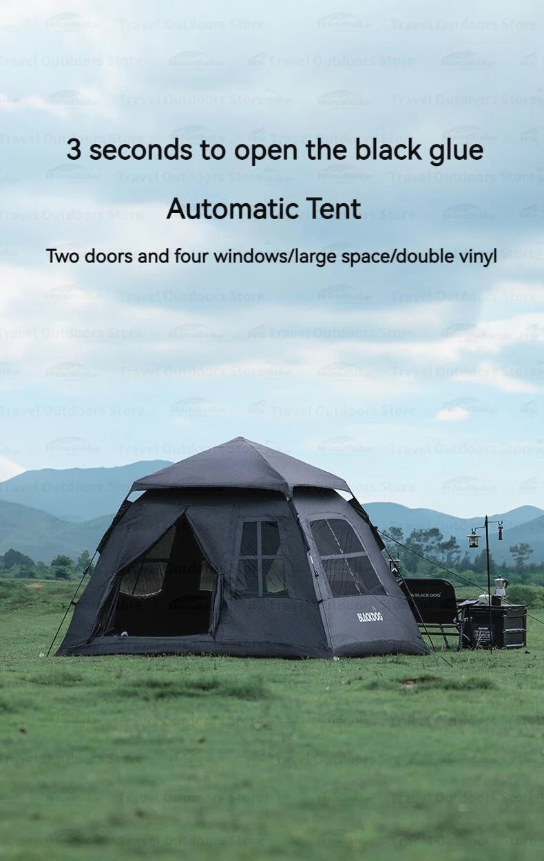 Naturehike BLACKDOG Automatic Tent Black Coating Two Doors Four Windows Camping Outdoor Sunscreen Waterproof Quick Opening Tent