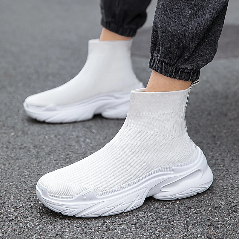 Sneakers for Men Fashion High Top Sock Shoes Autumn New Breathable Casual Shoes Outdoor Platform Anti Slip Walking Shoes 2023