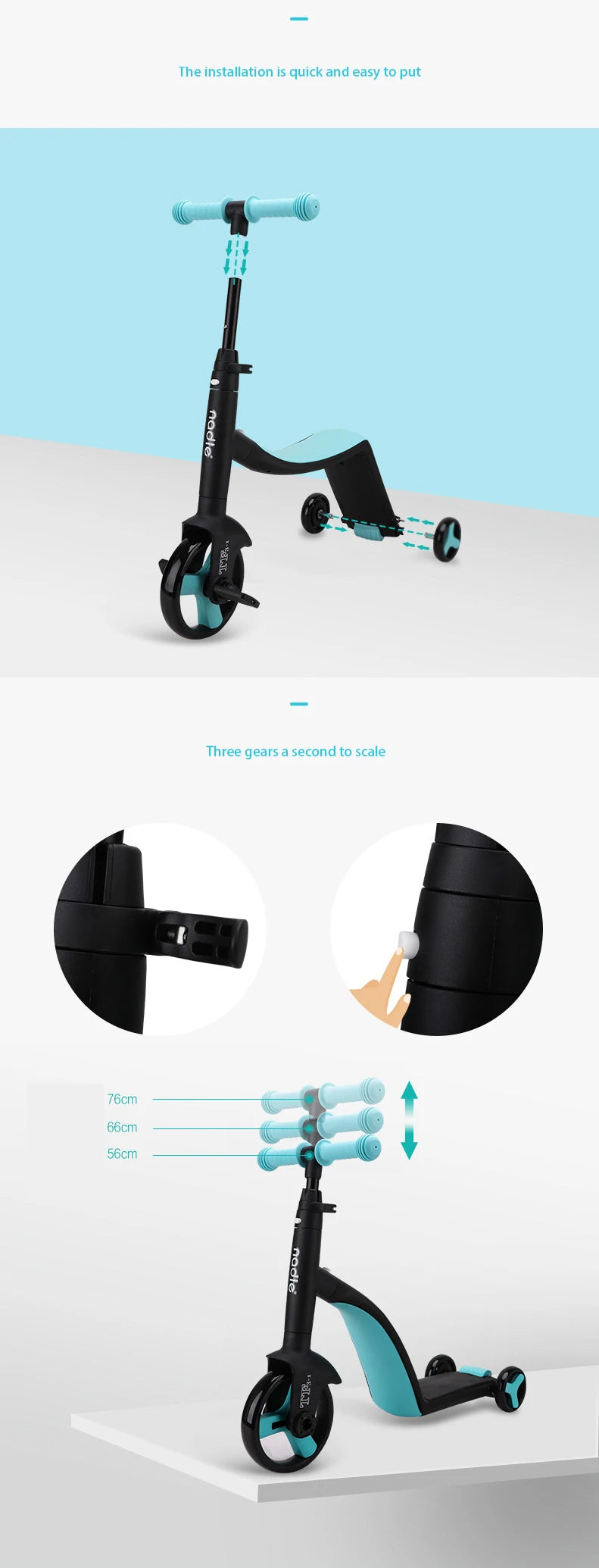 Nadle children scooter/children bicycle/segway,Fashionable 3 in 1 scooter,High quality Child Scooter,children's toy girl and boy