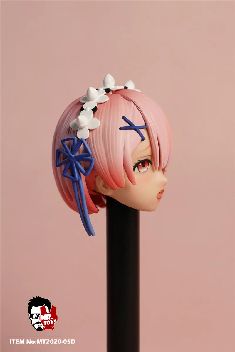 In Stock MR.TOYS MT2020-05 1/6 Anime Girl Rem Ram Maid Delicate Head Sculpture Maid Attire Model Fit 12'' Female Action Figure