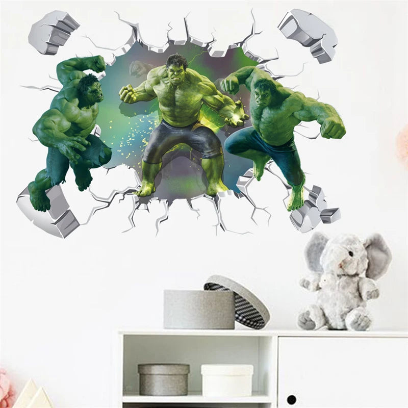 3D Cartoon Hulk Marvel Avengers Wall Stickers For Kids Rooms Living Room Bedroom Wall Decoration SuperHero Movie Poster