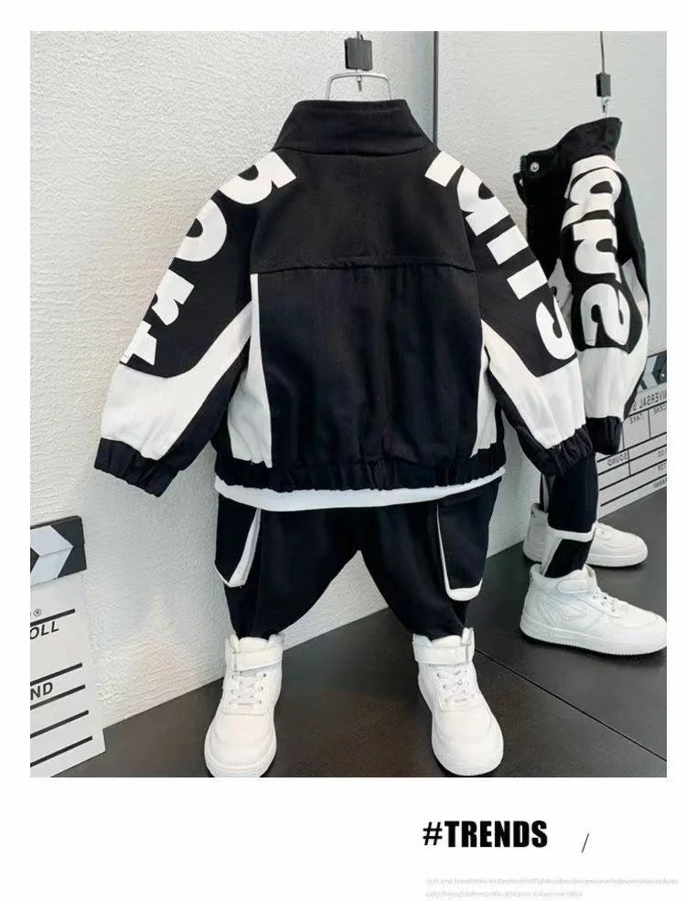 Boys Clothing Set Jacket Suit Spring and Autumn Clothing Children's Sportswear Set Boys' Baby Coat Pants Two-piece Set 2024 New