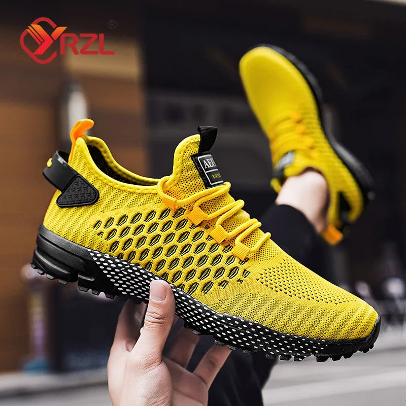 YRZL Mens Running Shoes 2024 Mens Sneakers Shoes Mesh Breathable Outdoor Tennis Walking Training Shoes for Men Plus Size 40-47