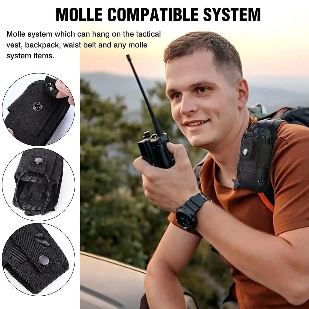 Tactical Walkie Talkie Carry Bag Molle Radio Pouch Holder Pocket Portable Outdoor Hunting Sports Waist Bag Interphone Holster