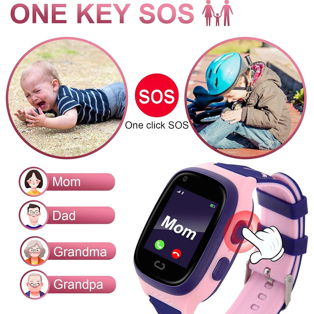 4G Kids Smart Watch Video Call Phone Watch Waterproof Monitor GPS SOS SIM Location Monitor Children Boy Girl Smartwatch Gifts