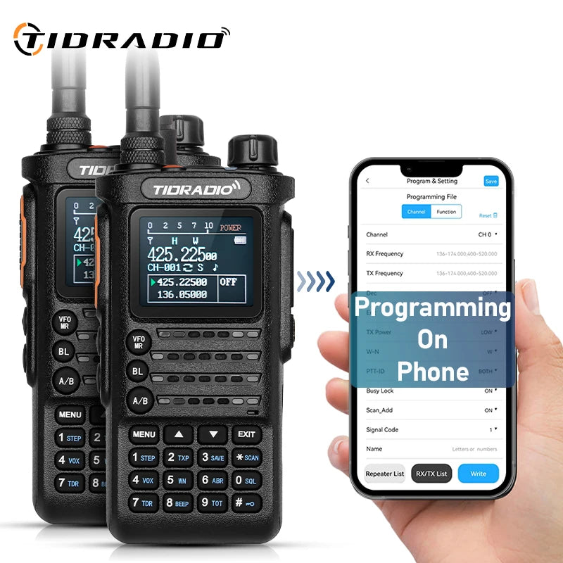 2nd Gen 2PCS TIDRADIO H8 10W Walkie Talkie Long Range Connection Wireless Programming Multi-Band Two Way Radio  Portable Set HAM