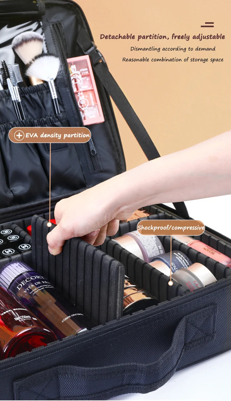 Professional Cosmetic Bag for Women Leather Cosmetic Bags Waterproof Oxford Large Capacity Travel Makeup Case for Makeup Artist