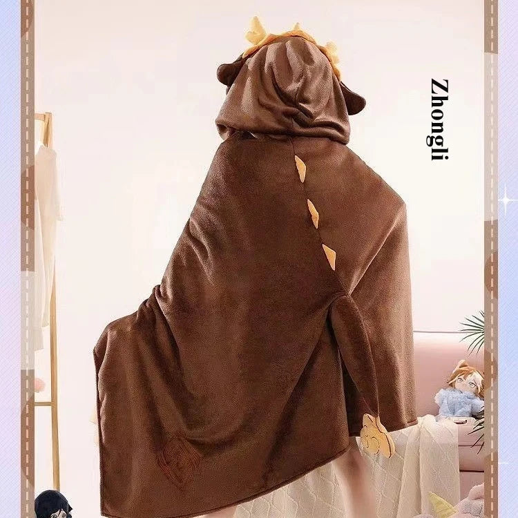 Genshin Impact Xiao Hutao Ghost Wanderer Traveler Kazuha Cosplay Blanket Cloak Cape Funny Fleece Pajamas Anime Costume Hoodie