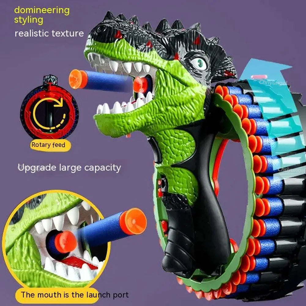 Soft Bullet Gun Toy Kids Spinning Dinosaur Wrist Gun Boys Toys Electric Burst Pistol Parent-child Blaster Shooting Game