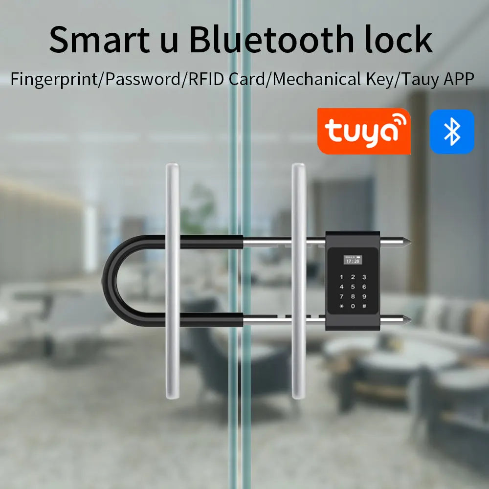 Tuya App Control Fingerprint Smart Lock High Secure Door U-Shaped Lock Bluetooth IC Card Electronic Digit Lock Office Anti Theft