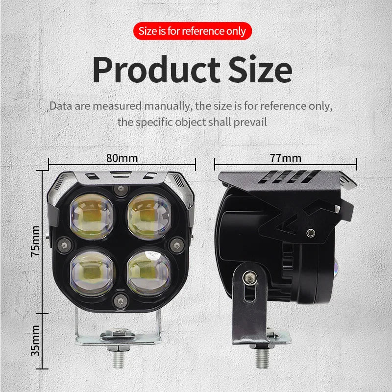 NORGOS 3-inch Car LED Work Light Square Tricolor Ultra Bright 4X4 off-road Vehicle Tractor Truck Pickup Driving Light 12V24V