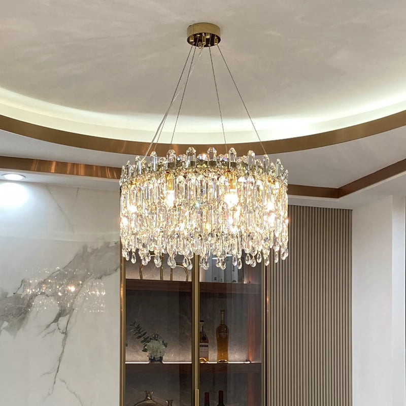 Light Luxury Crystal Pendant Gorgeous Chandelier Living Room Kitchen Light Creative Simple Luxury Atmospheric Led Decorative