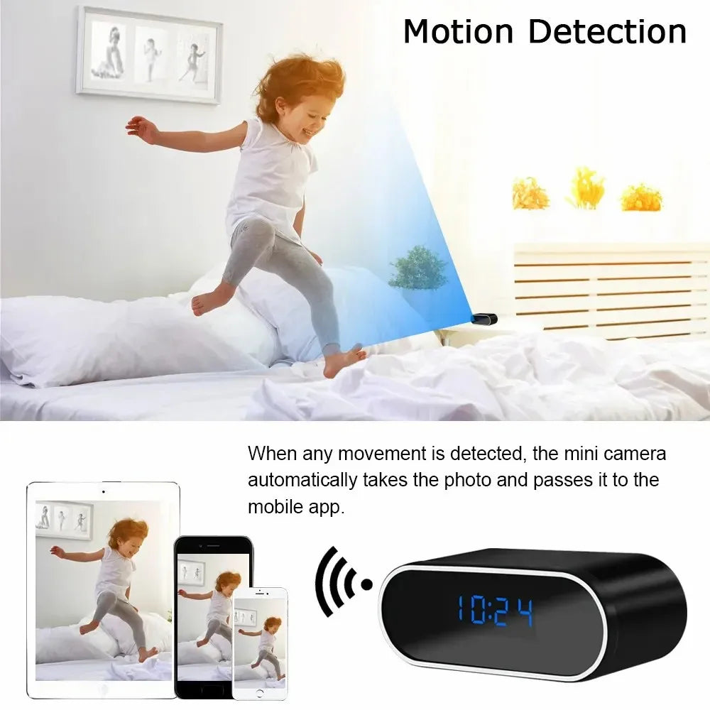 2.4GHZ WiFi small-scale Clock Camera 1080P HD Support Motion detection Night Vision DVR Home Security Nanny Video Surveillance