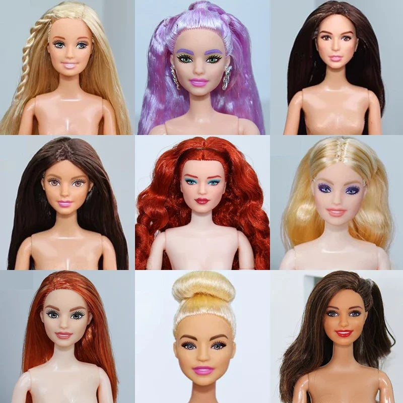 1/6 30cm Fashion Naked Dolls Joint Movable with Head Body Colored Hair Dress Up Toys for Girls Play House Princess Barbie Shapes