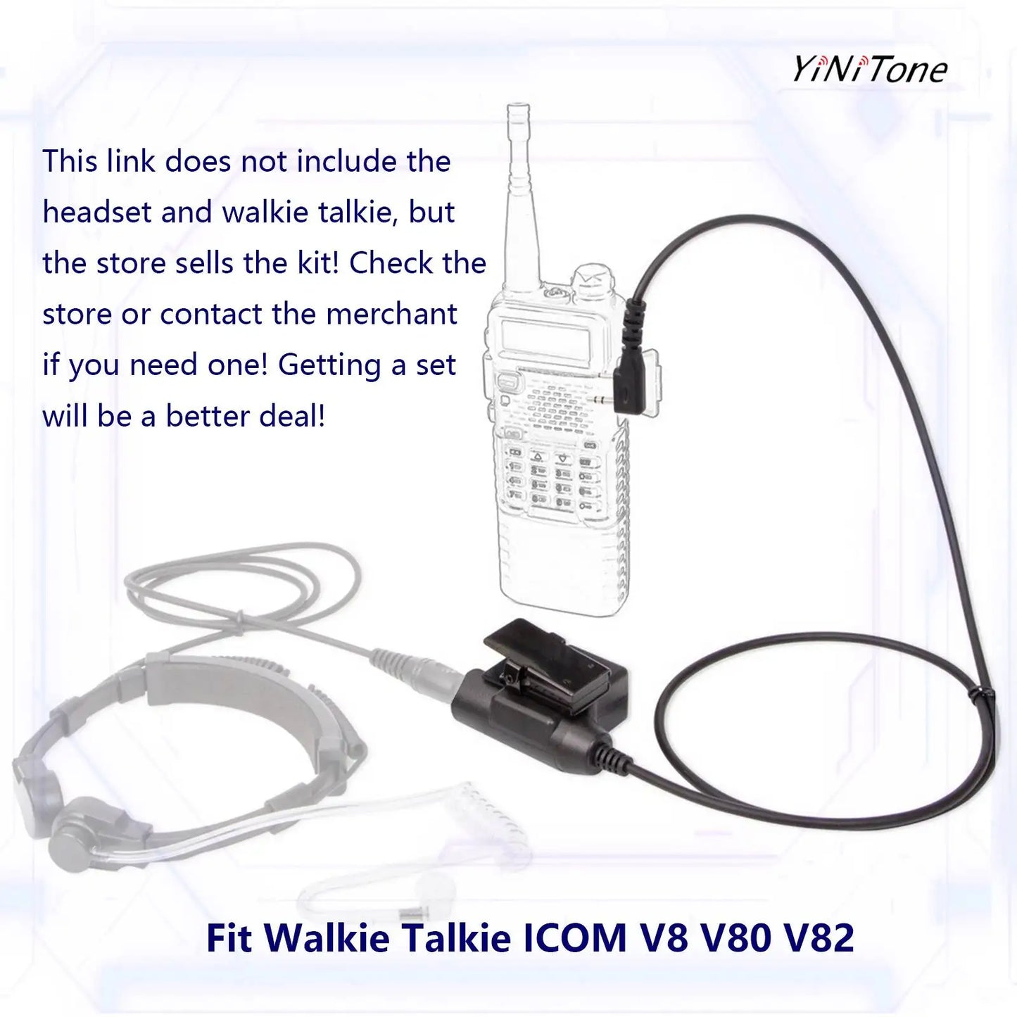 Headset Adapter Push to talk for ICOM IC-V8 V80 V82 Two Way Radio Standard 7.1mm Plug High Strength U94 PTT