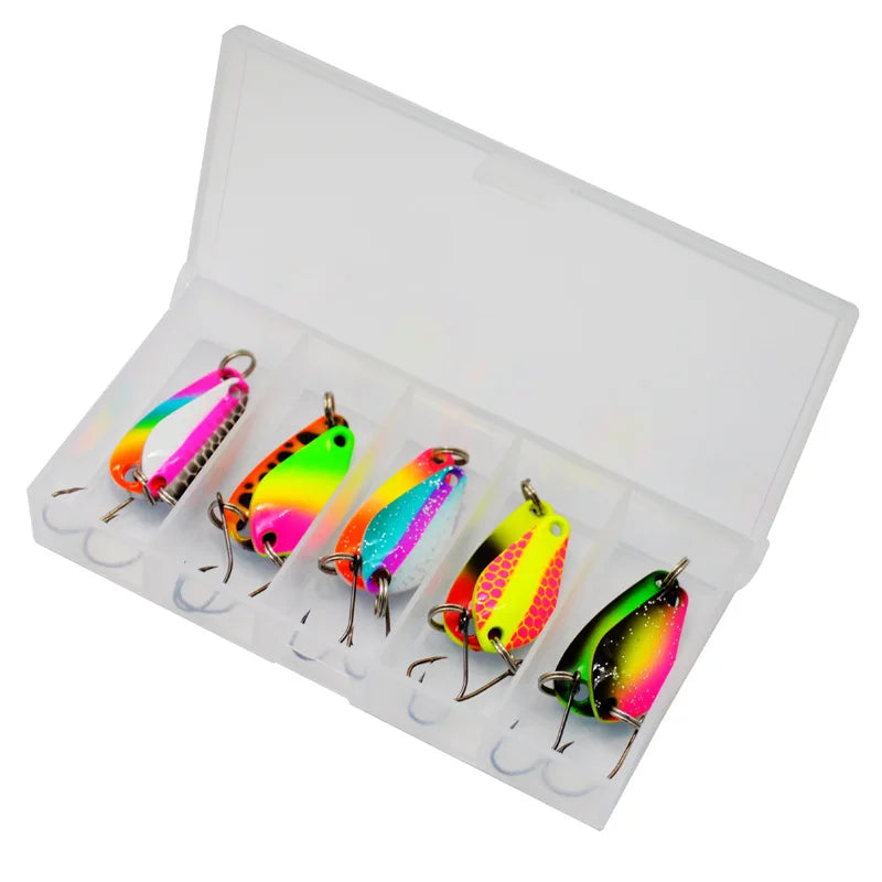 JYJ 2g 3g fishing kit jig spoon lure bait,hard metal spinner wobbler spoon trout bass area fishing gear lure spoon bait